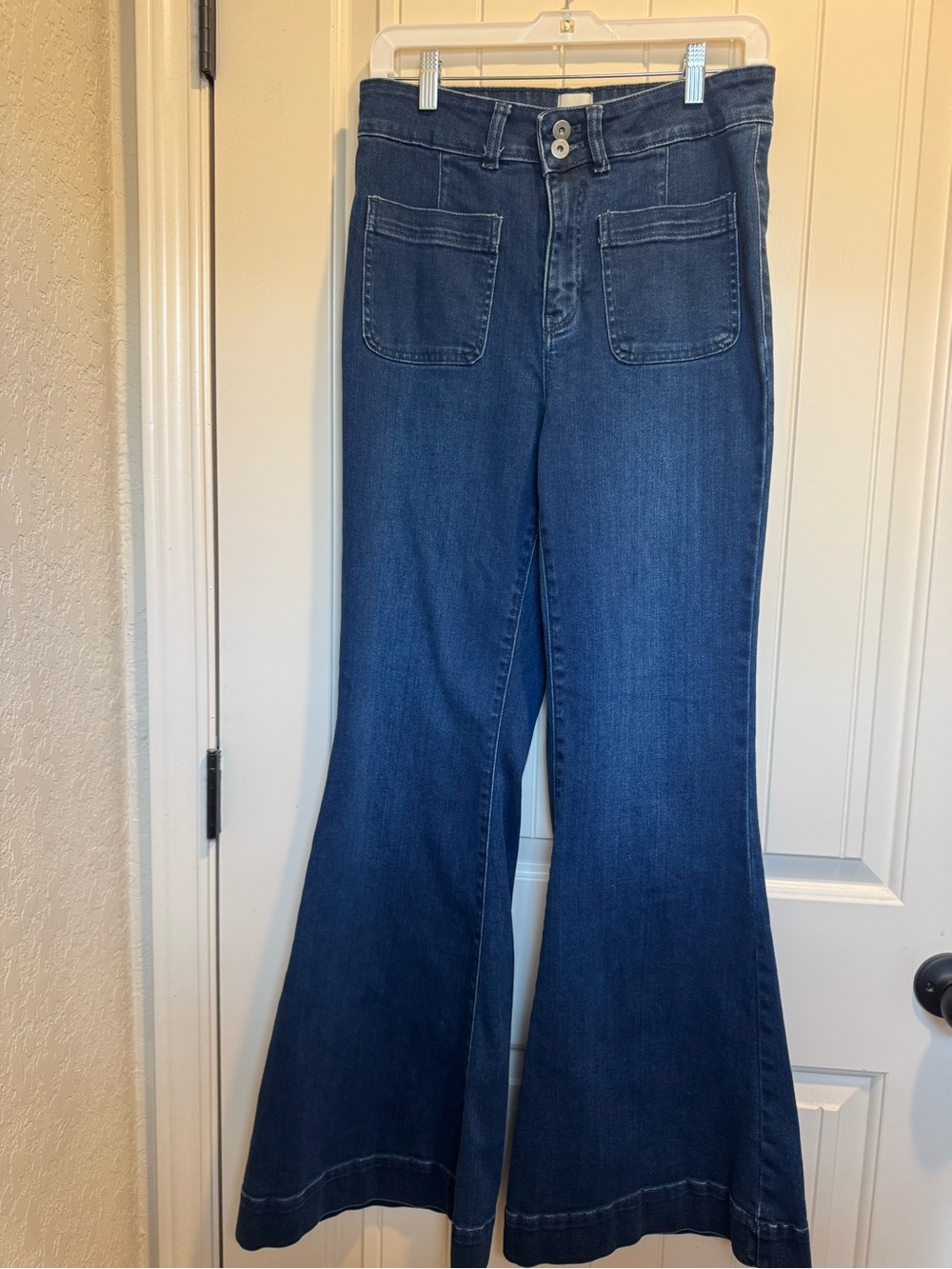 Maeve Deep Indigo Wide-Leg Flare Jeans